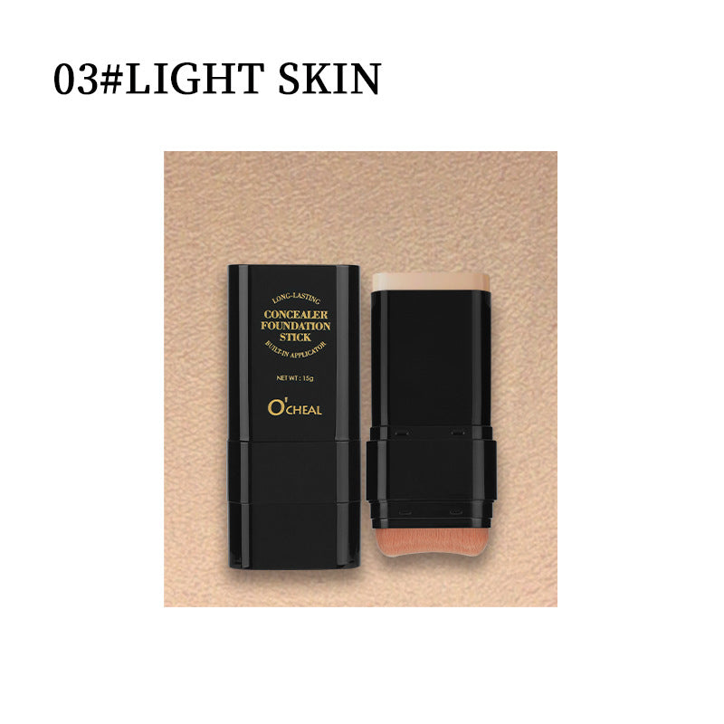 Oqianya Cream Foundation Concealer Long-Lasting Solid Foundation  Dual-Purpose Powder Puff Brush