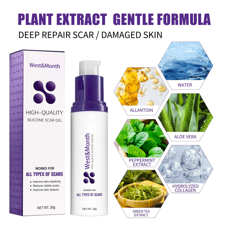 West&Month High-quality Silicone Scar Gel, Lighten Acne Mark Scar Repair Skin Smoothing Care Cream