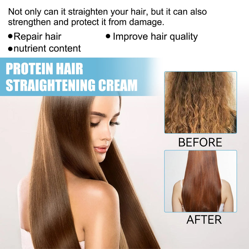Protein Hair Straightening Cream, Non-straightening Long-lasting Styling Repair Damage Soft Cream