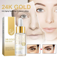 24k Gold Anti Aging Sparkling Oil Serum Lifing, Facial Firming Skin Anti-Wrinkle Eye Corner Fine Lines Law Wrinkles Lifting