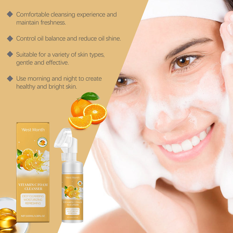 West&Month Vitamin C Foam Cleanser Gently Cleanses Pores, Removes Acne And Cleanses Face With Refreshing Moisture