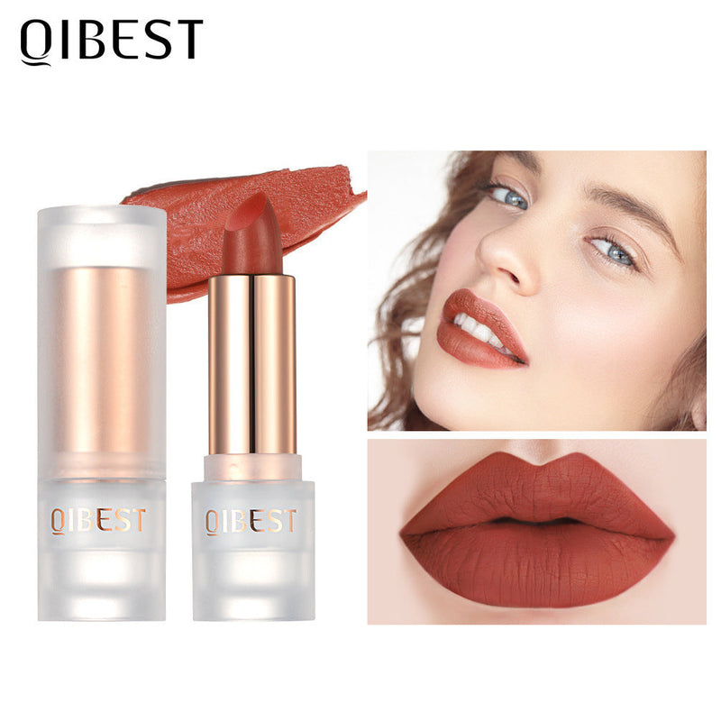 QIBEST Lipstick Velvet Matte Lipstick Not Easy To Fade Easy To Color Matte Lipstick