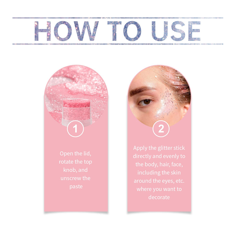 Jaysuing  Sequined Glitter Stick (Pink), Party, Dance, Performance, Makeup, Face, Body, Collarbone, Highlight And Shine
