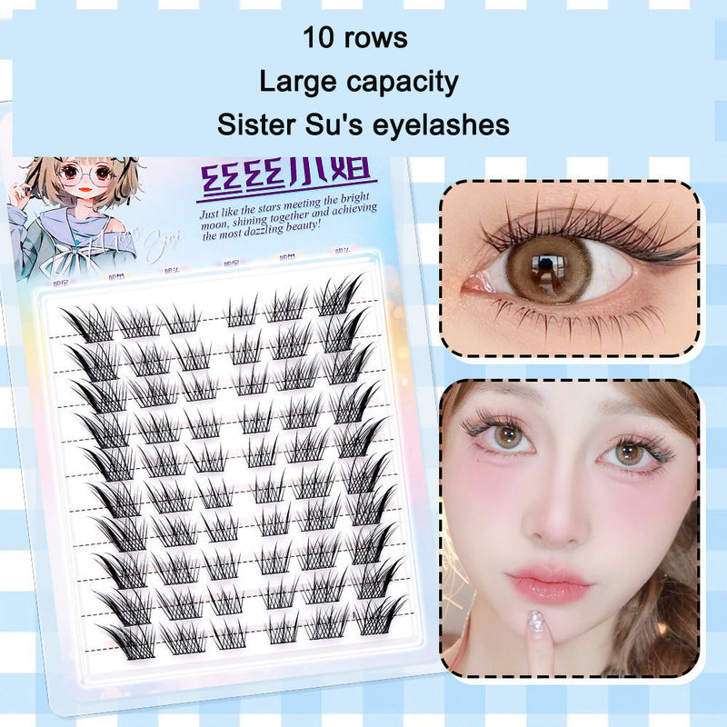Sunflower Comics Pure Desire Eyelash Simulation Natural Thickening Large Segmented Trilogy False Eyelash Laziness