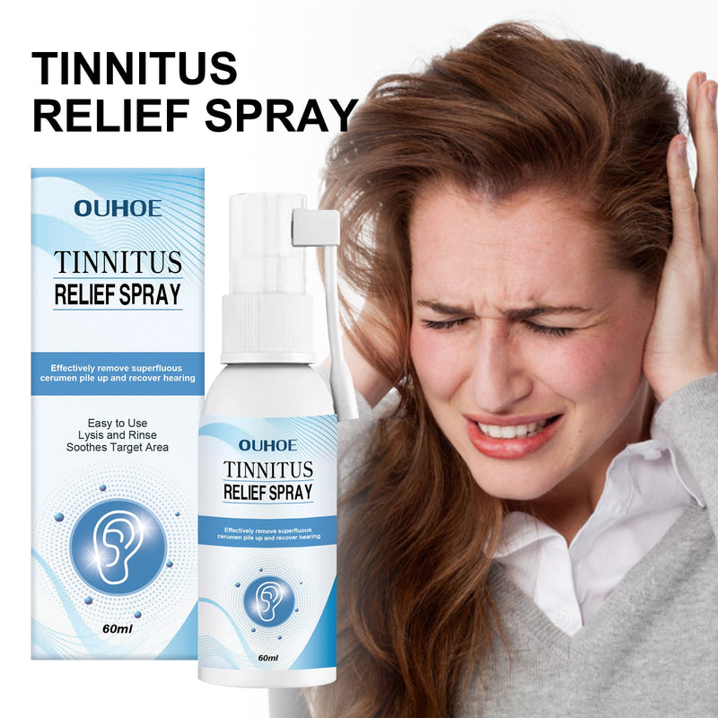 OUHOE Tinnitus Relief Spray, Relieves Ear Discomfort Earplugs Earwax Cleaning Ear Care Spray