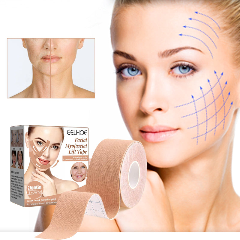 EELHOE Myofascial Face Tightening Band, Face Anti-Sagging Lift Chin V-Shaped Face Breathable Face Lifting Tape