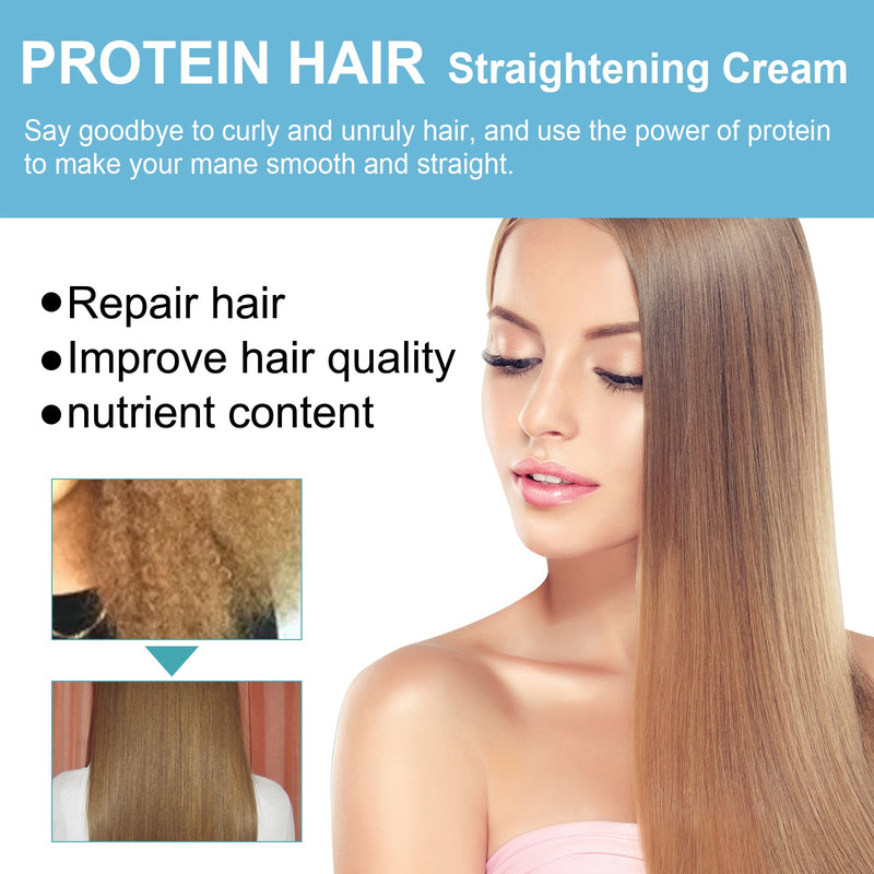 Protein Hair Straightening Cream, Non-straightening Long-lasting Styling Repair Damage Soft Cream