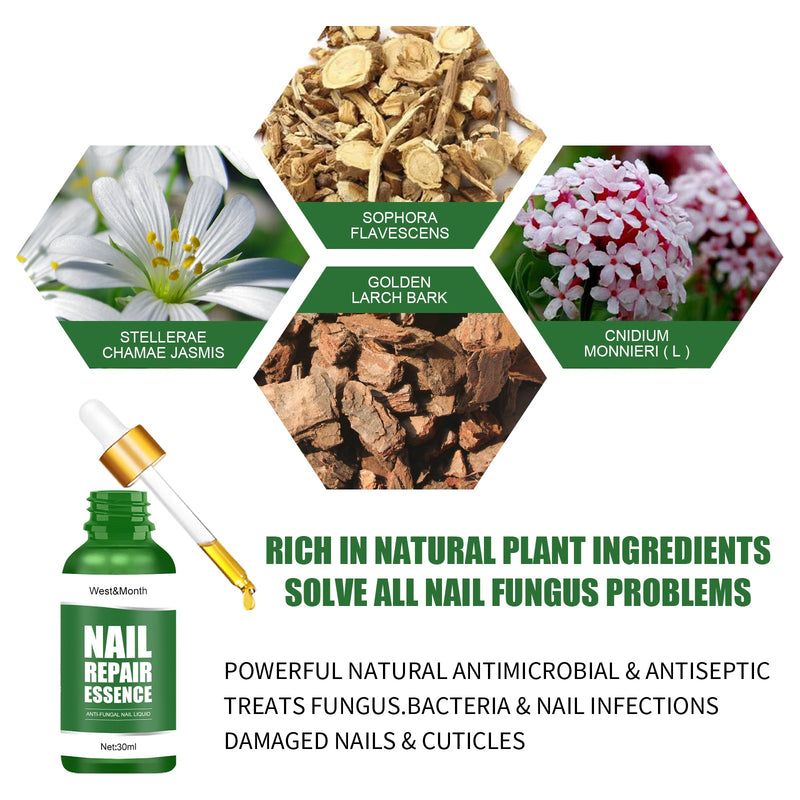 West&Month Nail Repair Essence, Hand And Foot Thickening Brightening Nails Repair Rotten Nails Bad Nails Remove Ash Nail Infection Clean