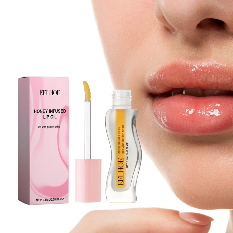 Honey Infused Lip Oil, Moist lips fade lip lines anti cracking and peeling wet lips