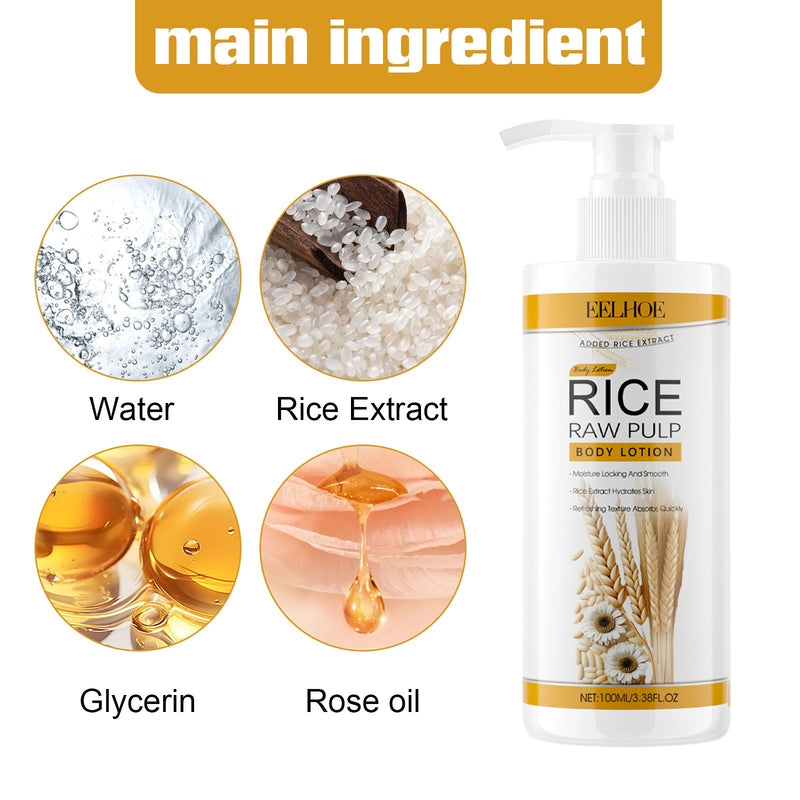 EELHOE Rice Pulp Body Lotion - Anti-Dryness Tender Brightening Whitening Care