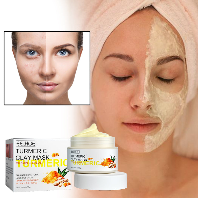 Turmeric Clay Mask, Facial Acne-Clearing Q10 Deeply Cleanses, Hydrates, Brightens And Shrinks Pores