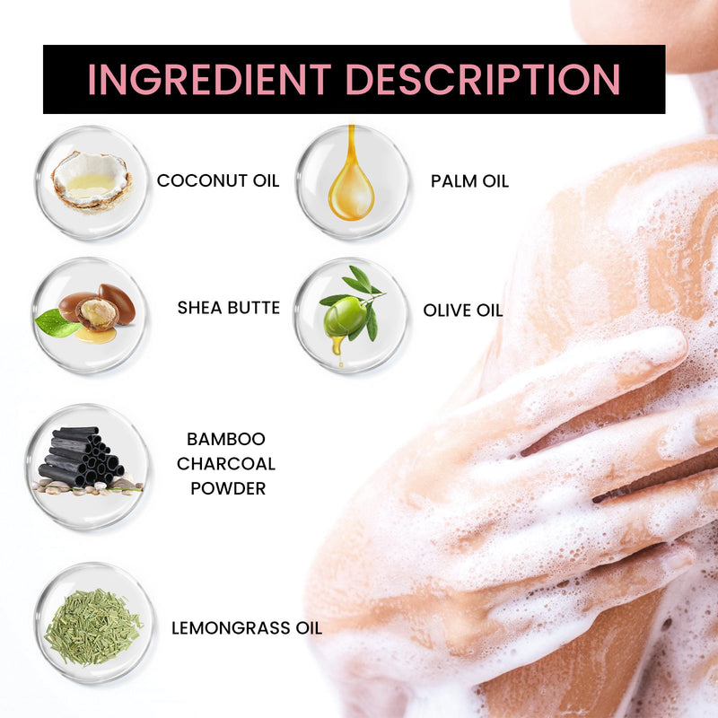 Carbon Clay Back Soap Whitening Body Cleansing Skin Lightening Dark Spots Acne Mark Exfoliating Moisturizing Brightening Soap