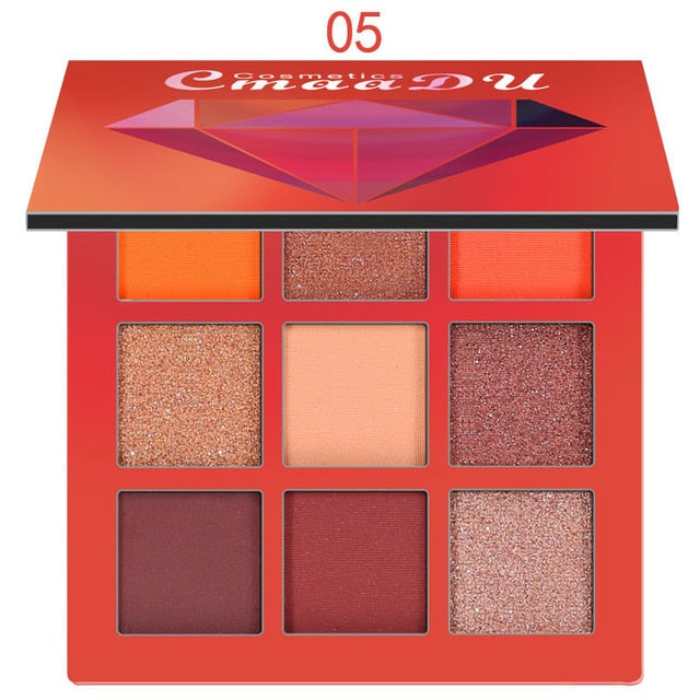 CMAADU Brand 9color Diamond Bright Eye Shadow Palette Matte Shimmer Glitter Eye Shadow Powder Cosmetic Party Makeup Kit