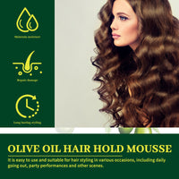EELHOE Olive Oil Hair Hold Mousse, Curly Hair Styling Moisturizing And Curling Style Durable Frizz Proof Mousse