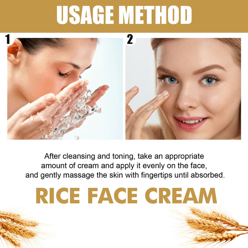 Rice Cream Gently Lightens Fine Lines, Hydrates, Moisturizes Pores, Tightens Facial Skin Care