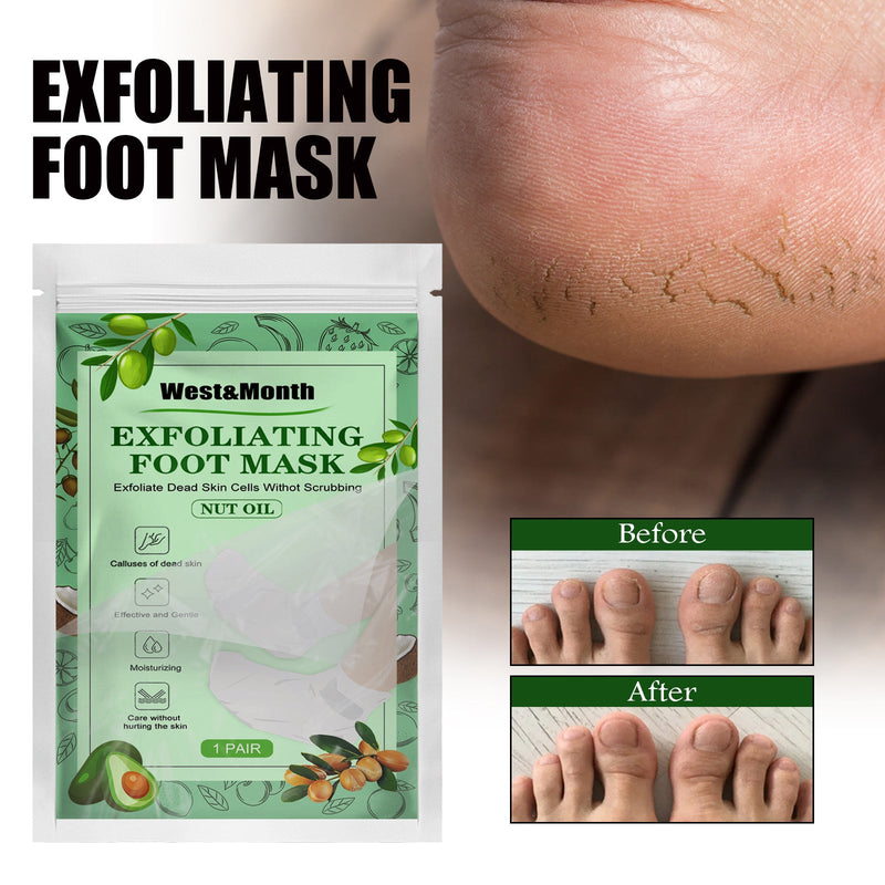 West&Month Nut Oil Foot Mask, Niacinamide Foot Mask Exfoliates Dead Skin Moisturizing And Repairing Foot Mask