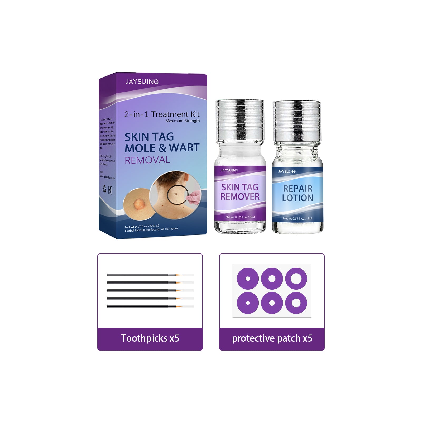 Wart Repair Kit, Skin Tag Remover Hand and Plantar Wart Mole Removal And Repair Lotion Set