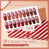 Pudaier 18 Color Mini Capsule Lip Glaze Velvet Fog Color Non-Stick Cup Smooth Matte