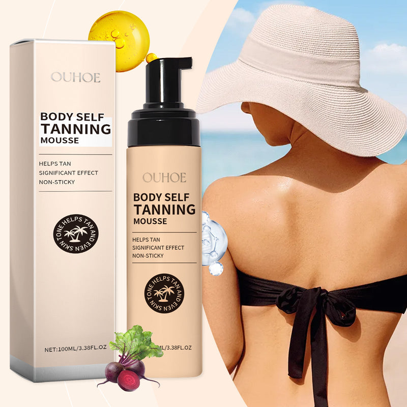 OUHOE Black Body Mousse Summer Tanning Bronzer Moisturizes And Equalizes Skin Tone With A Dark Mousse
