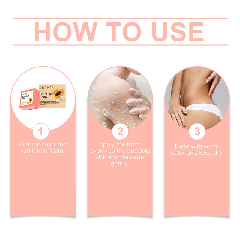 Papaya Butt Care Soap, Firm Buttocks Moisturizing Extract Hand Soap Gentle Care Body Skin