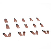 Black French Long Wearing Nail Rhinestone Love Chain Removable Fake Nail Nail Piece Nail Sticker Manicure Nail