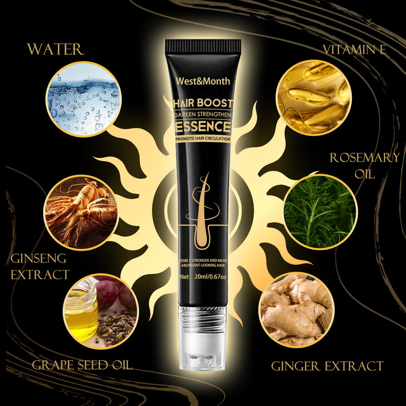 West&Month Hair Boost Darken Strengthen Essence, Scalp Massage Moisturizing Hair Roots Thick Smooth Hair Care Ball