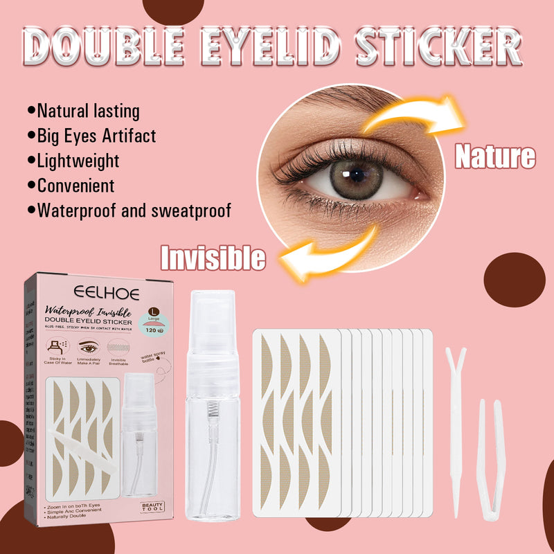 EELHOE Lace Non-trace Double Eyelid Tape, Natural Non-trace Non-glue Lace Double Eyelid Tape