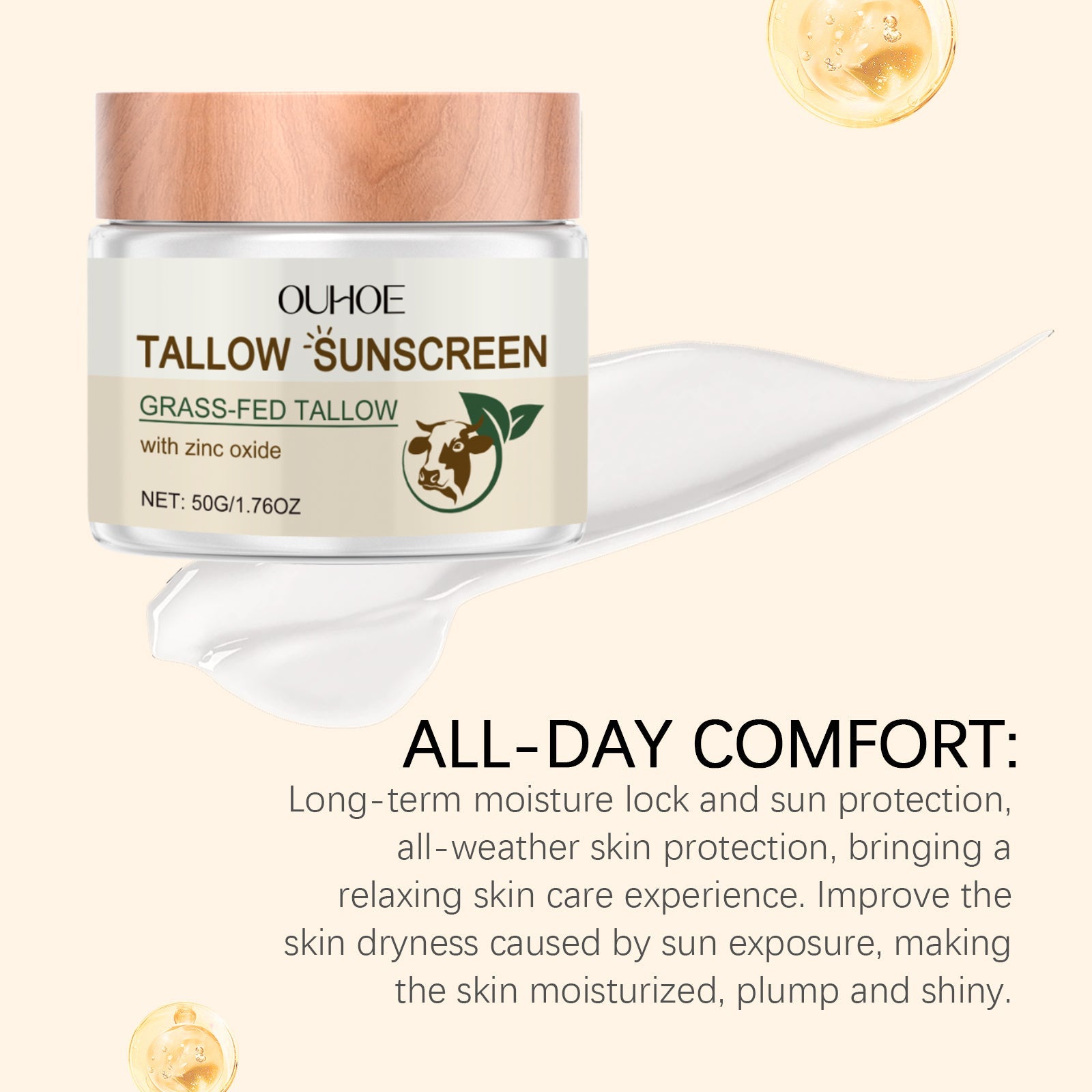 OUHOE Moisturizing Protective Cream Outdoor Protection Refreshing Texture Lightweight Isolation Protection Gentle Daily Care