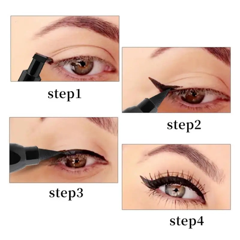 1PC Double-Headed Seal Black Eyeliner Triangle Seal Eyeliner Stamp Waterproof Black Liquid Eyeliner Eye Makeup