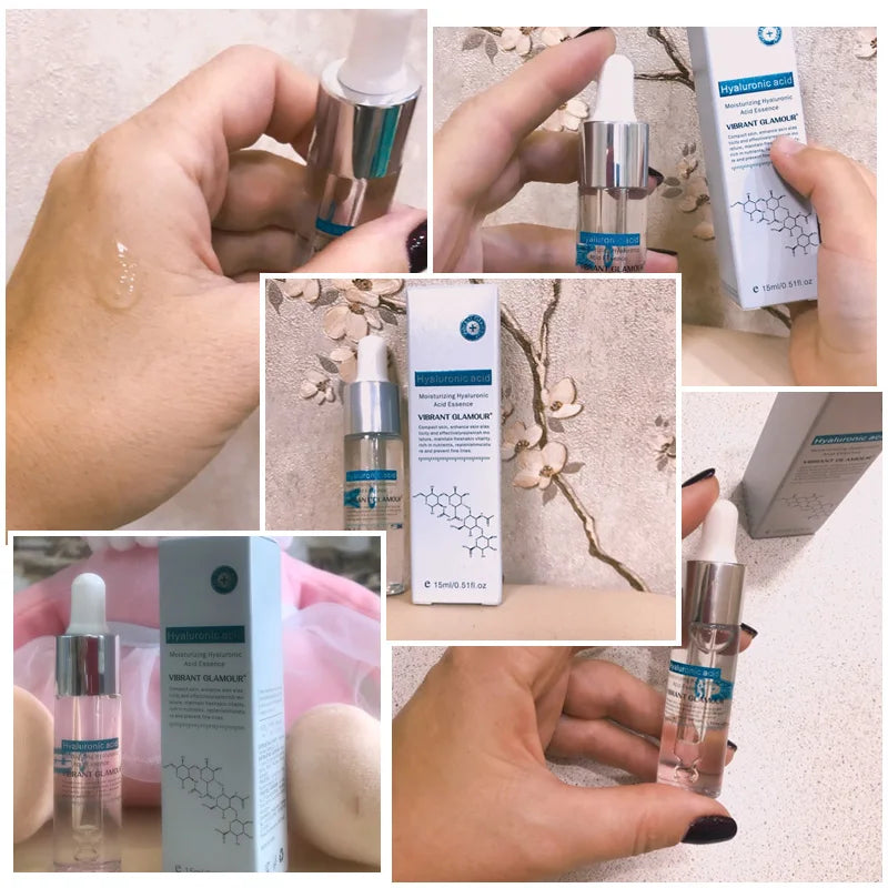 VIBRANT GLAMOUR Hyaluronic Acid Face Serum Anti-Aging Shrink Pore Whitening Moisturizing Essence Face Cream Dry Skin Care 15ml