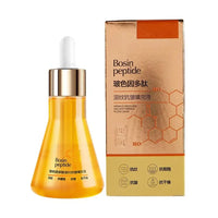 Bosin peptide skincare serum bottle with dropper and packaging box on a white background