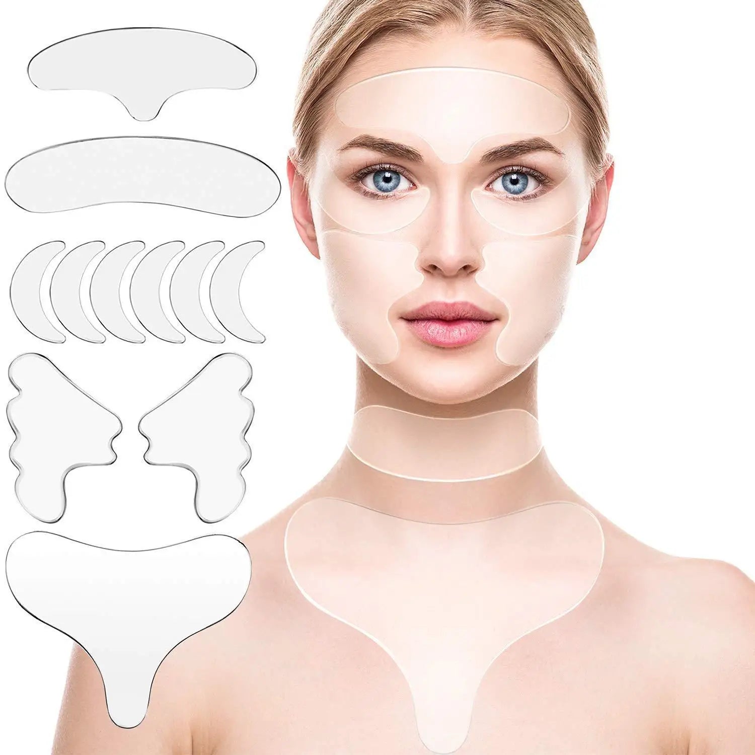Reusable anti Wrinkle Eye Chin Forehead Skin Care Pads 100% Medical Grade Silicone Reusable Face Lifting Invisible Patches