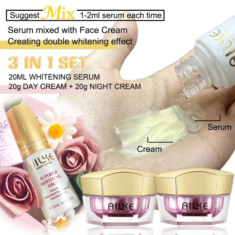 Lightening Anti-Wrinkle Face Cream, with Collagen, Hyaluronic Acid, Whitening Skin Care Women Facial Moisturizer Set