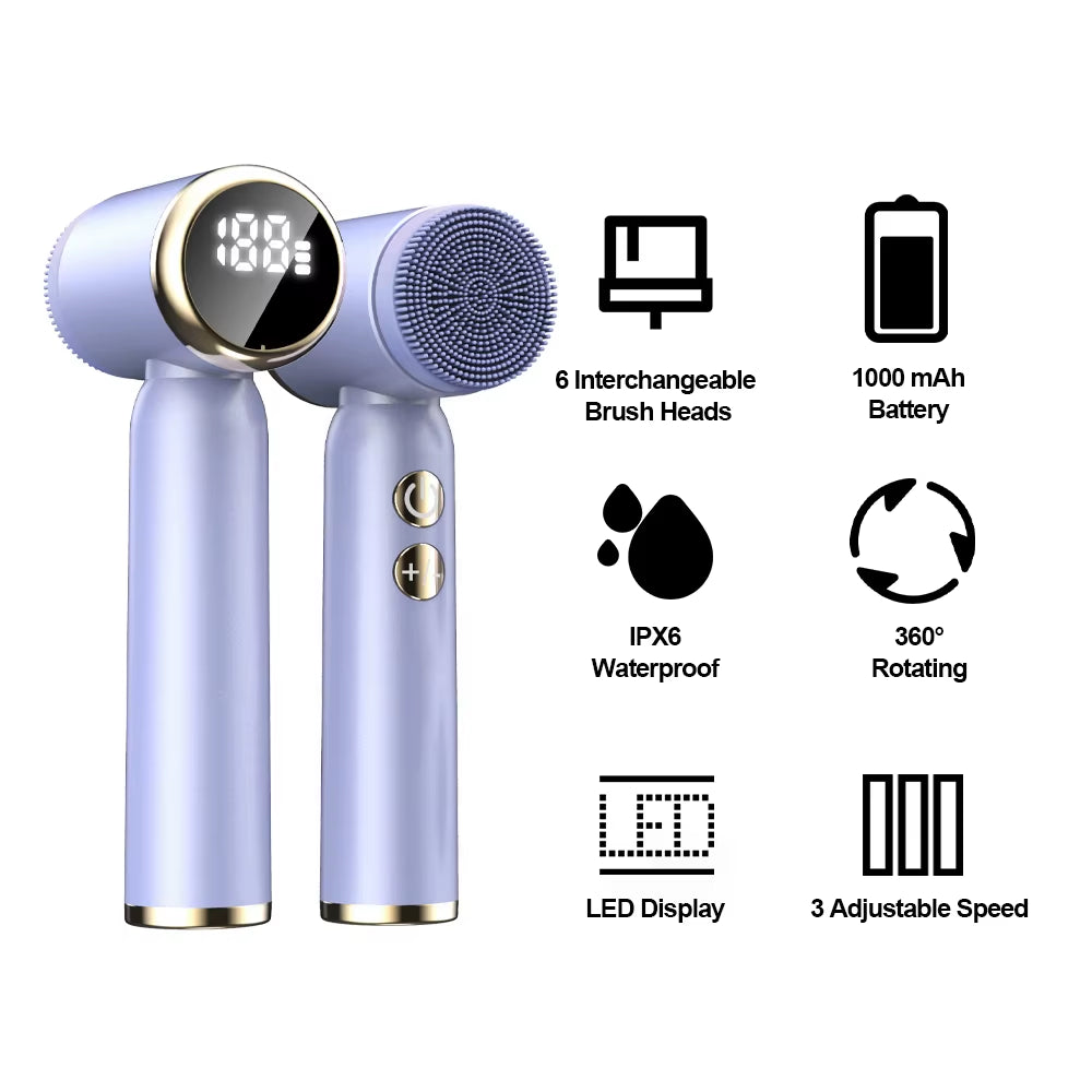 Waterproof Silicone Facial Cleansing Brush - Blackhead Removal Acne Pore Cleaner Rejuvenates Skin Beauty Care Face Machine